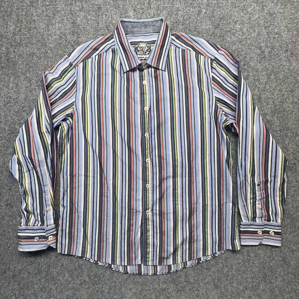 House of Lords Striped Button‎ Down Mens XL Multicolor Cotton HLS-5004 Excellent